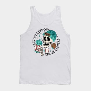 Skull Living Life On The Bleachers Baseball Mama Tank Top